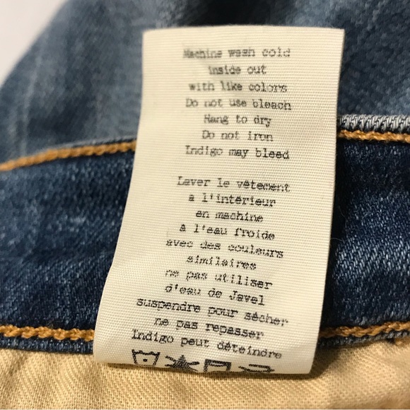 Rag & Bone Dive High-Rise Colorblock Capri Jeans, Indigo Olana Size 27 - Picture 10 of 11